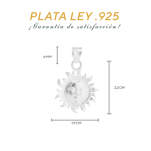 Set de Dije y Cadena de Plata - Sol y Luna con Cadena Fígaro .925
