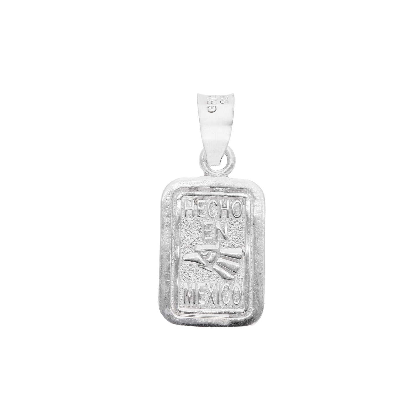 Dije Placa Hecho en México con águila azteca en plata .925 — vista frontal