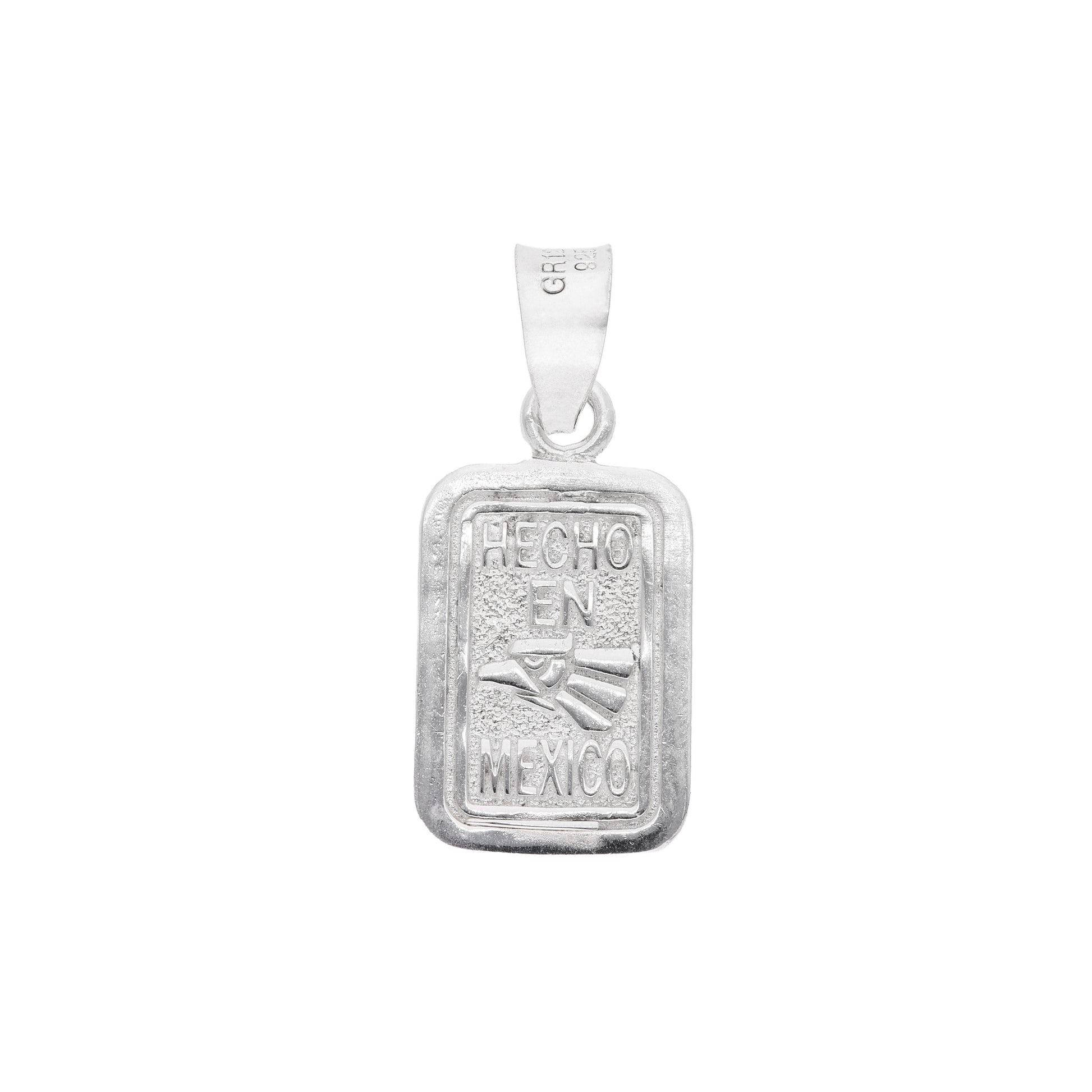Dije Placa Hecho en México con águila azteca en plata .925 — vista frontal