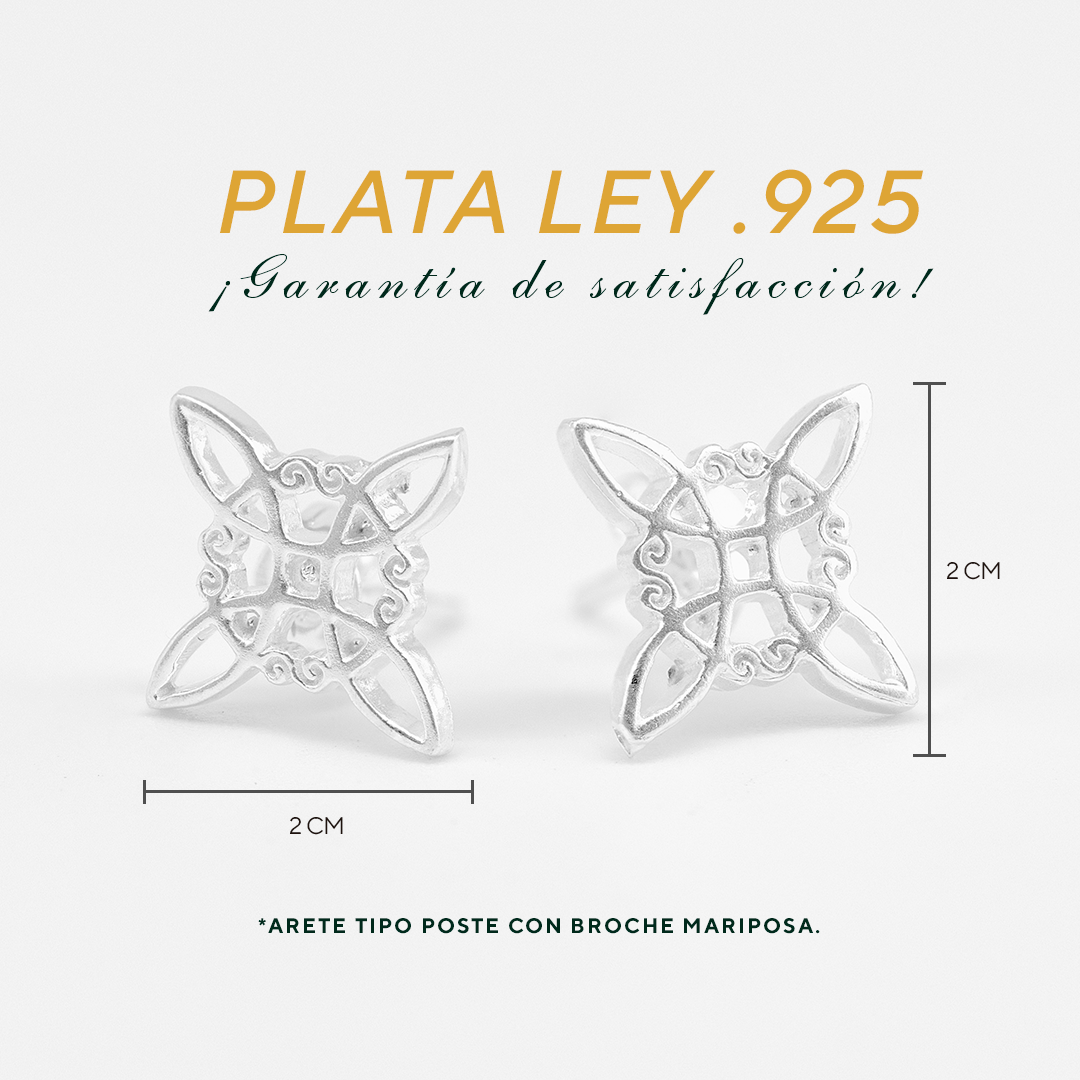 Aretes de Plata .925 - Diseño Nudo de Bruja (2cm x 2cm)