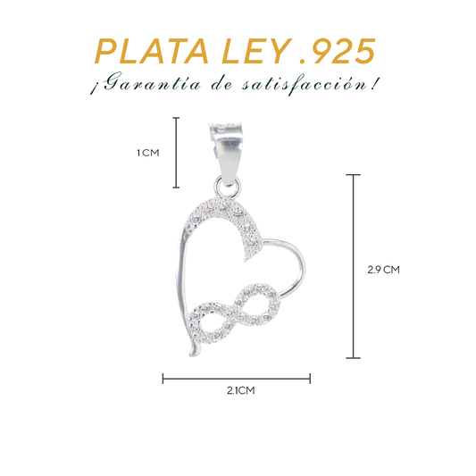 Dije de  Plata Ley.925 Forma Corazón Infinito con Circonia - Joyería Elegante