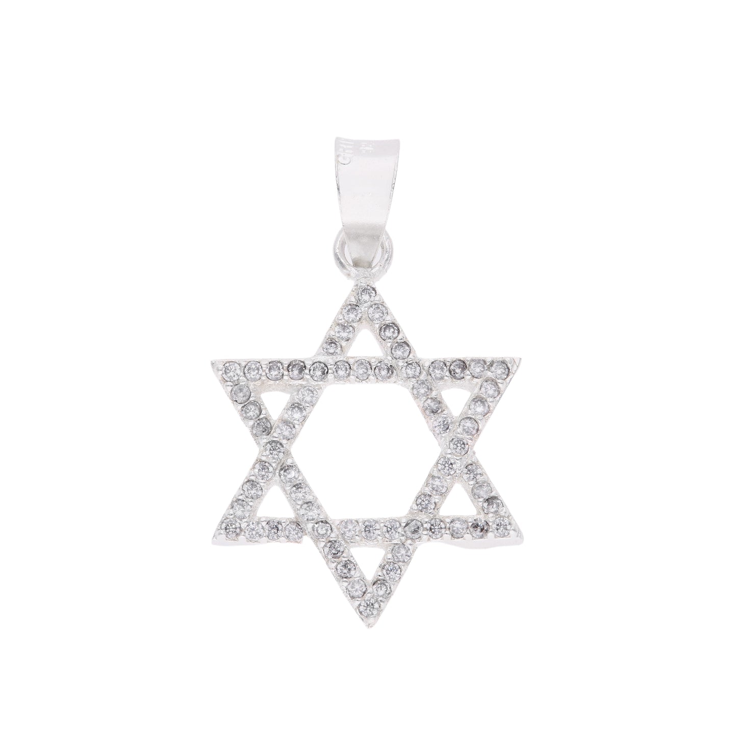 Dije Estrella de David con zirconias en plata .925 — vista frontal
