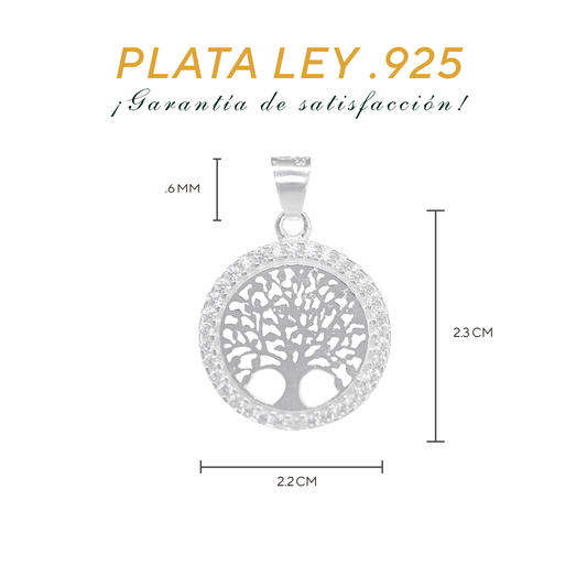 Dije Plata .925 Forma Árbol de la Vida con Circonia DVP058 - Joyería Elegante