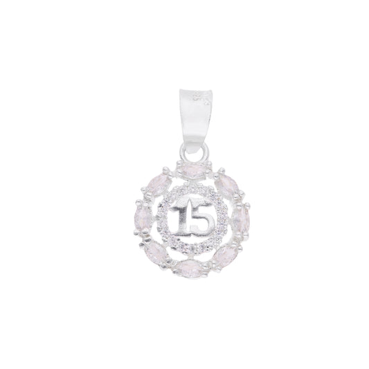 Dije XV Años con Corona de Zircones Marquesa — Plata .925 pendiente