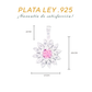 Set de Dije y Cadena de Plata - Flor con Zirconia Rosa con Cadena Fígaro .925