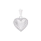 Dije corazón de nácar blanco abombado con halo de zirconias en plata .925 – vista frontal sobre fondo blanco