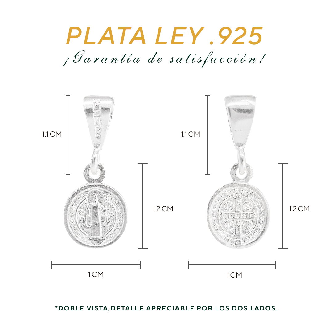 Dije de  Plata .925    doble vista en forma de San Benito  Mod. FBD-156 - Joyería Religiosa