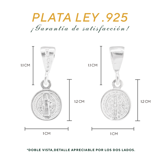 Dije de  Plata .925    doble vista en forma de San Benito  Mod. FBD-156 - Joyería Religiosa