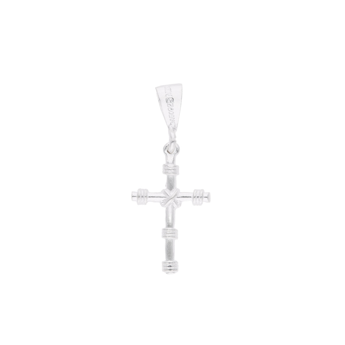 Dije Cruz Tubular con Anillos Decorativos — Plata .925 pendiente