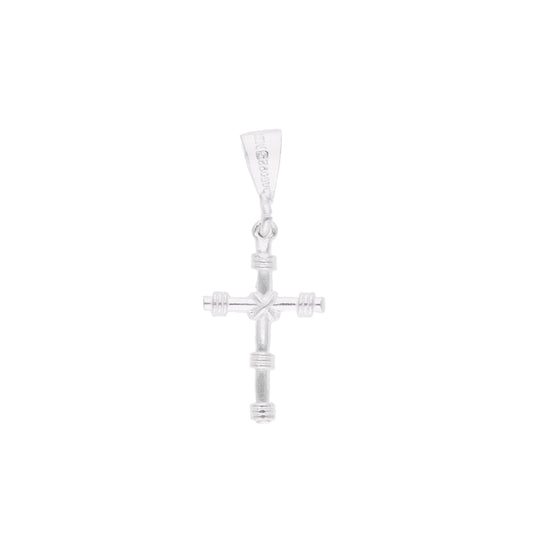 Dije Cruz Tubular con Anillos Decorativos — Plata .925, vista destacada