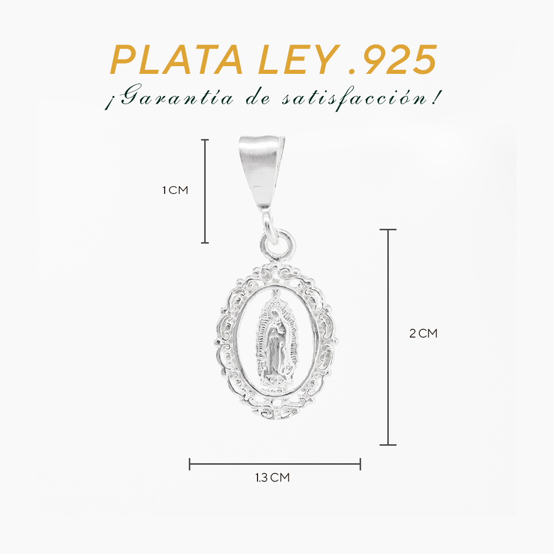 Dije de  Plata lLey .925  en forma de la Virgen de Guadalupe mod. FBD-170 - Joyería Religiosa