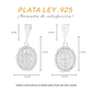 Set de Dije y Cadena de Plata - San Benito con Marco Ornamental Doble Vista con Cadena Fígaro (COM.FBD-174)