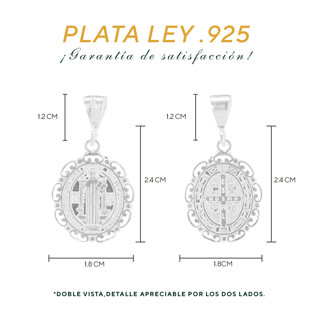 Dije  de Plata ley .925 en forma de San Benito (FBD-189) - Joyería Religiosa