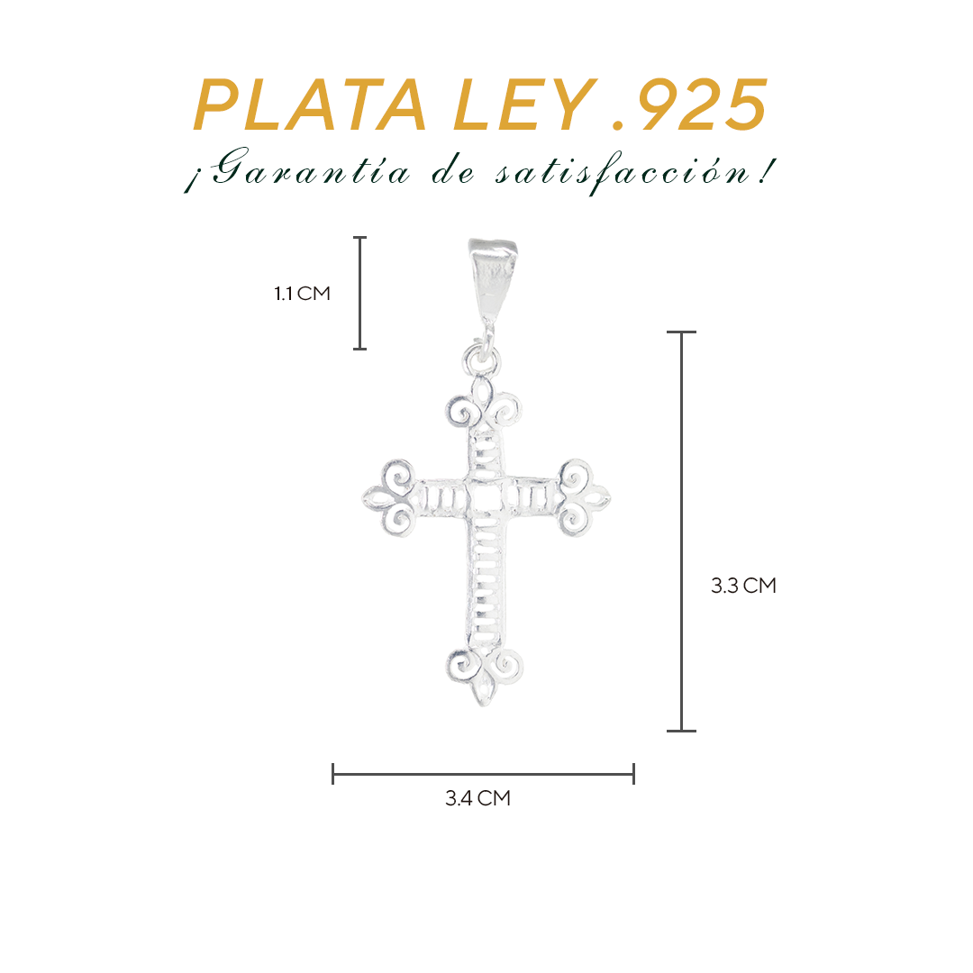Dije de cruz en  Plata Ley  .925- Joyería Religiosa