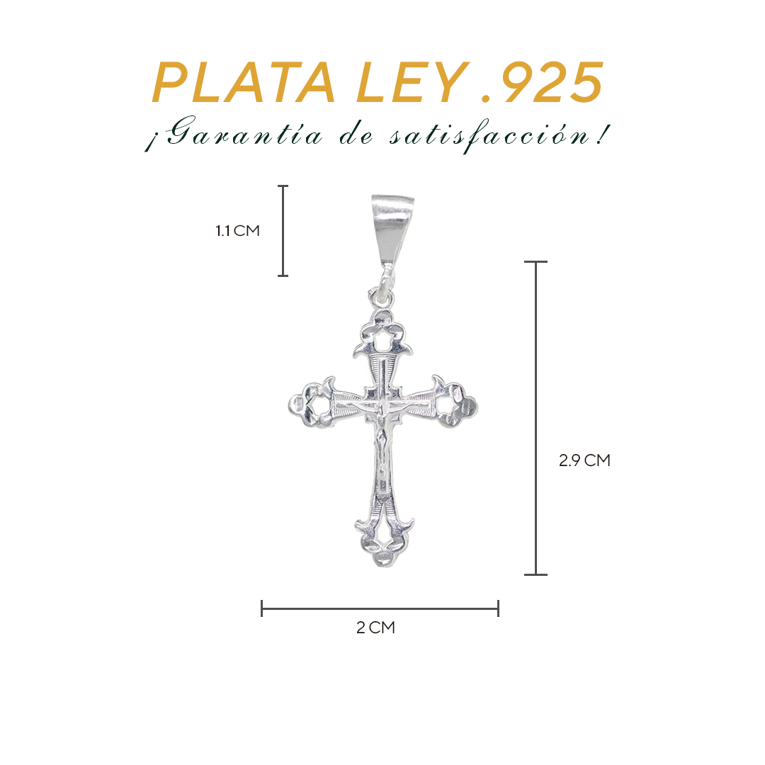 Dije de Cruz en  Plata Ley .925, CON DISEÑO   MOD. FBD-38