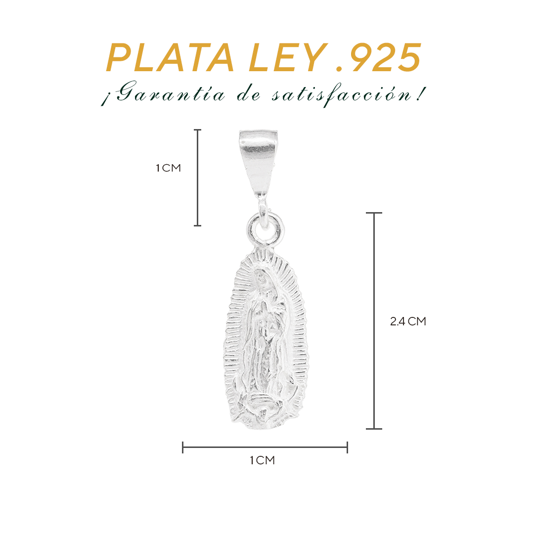 Dije Plata ley .925  en forma de la Virgen de Guadalupe Mod. FBD-59