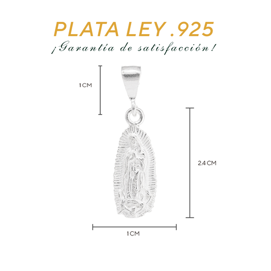 Dije Plata ley .925  en forma de la Virgen de Guadalupe Mod. FBD-59
