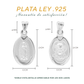 Set de Dije y Cadena de Plata - Virgen de Guadalupe Y Sagrado Corazón  en Óvalo con Cadena Fígaro