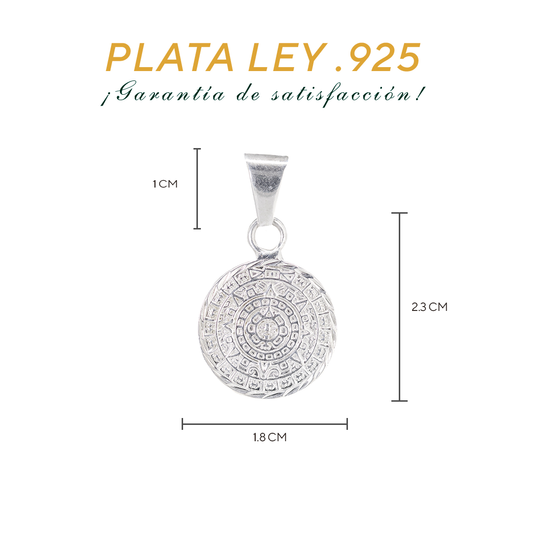 Dije de Plata Ley .925 en forma de Calendario Azteca (JL002)