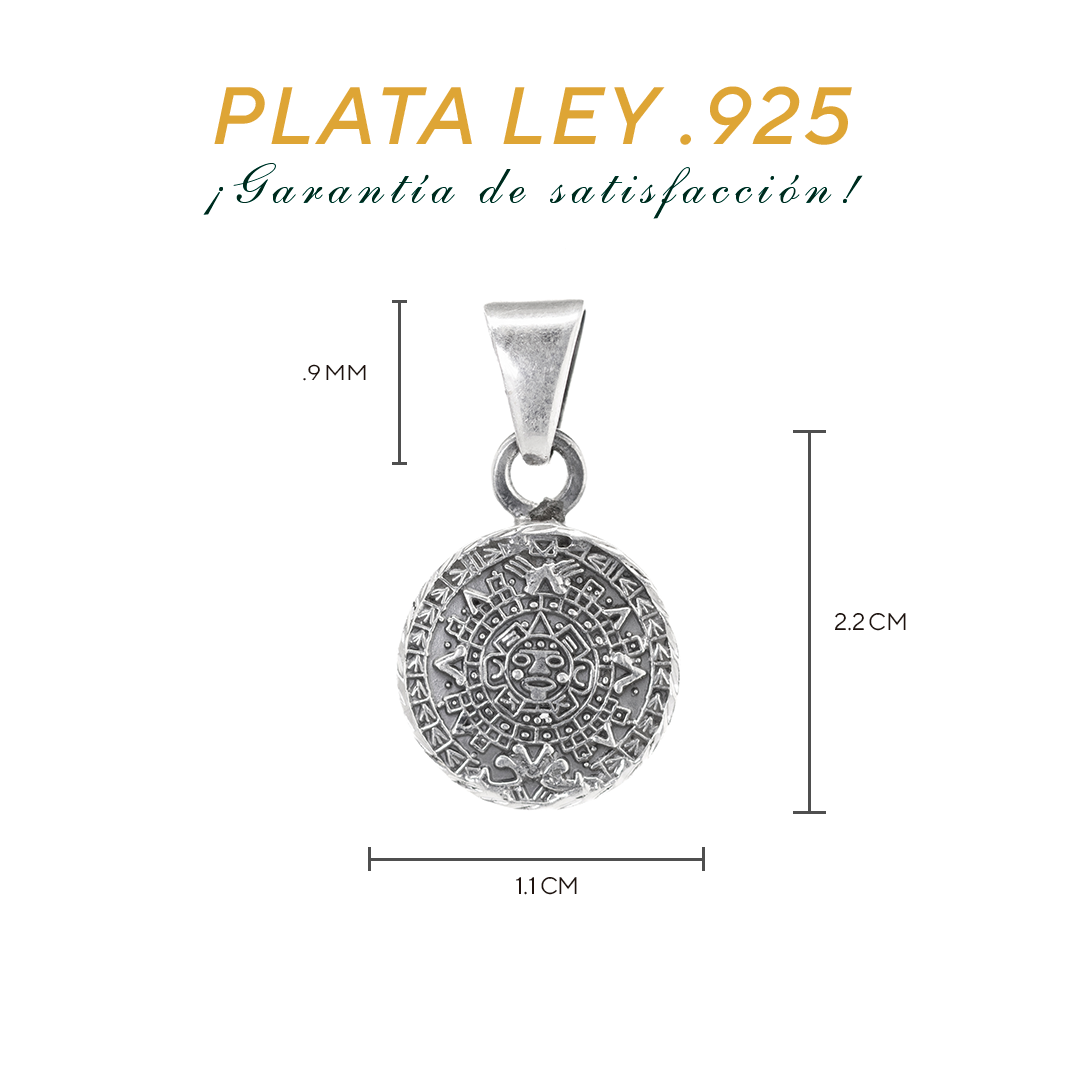 Dije de  Plata ley .925 de Calendario Azteca (JLP002-P) - Mayoreo y Menudeo