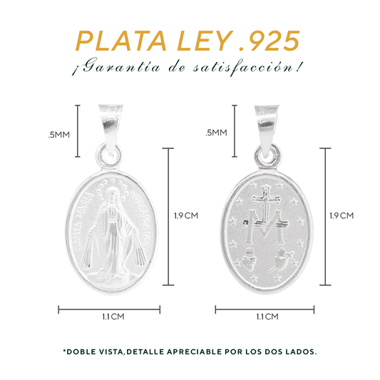 DIJE DE PLATA LEY .925 EN FORMA DE LA VIRGEN MILAGROSA MOD. MILAGROSA OVAL 7.