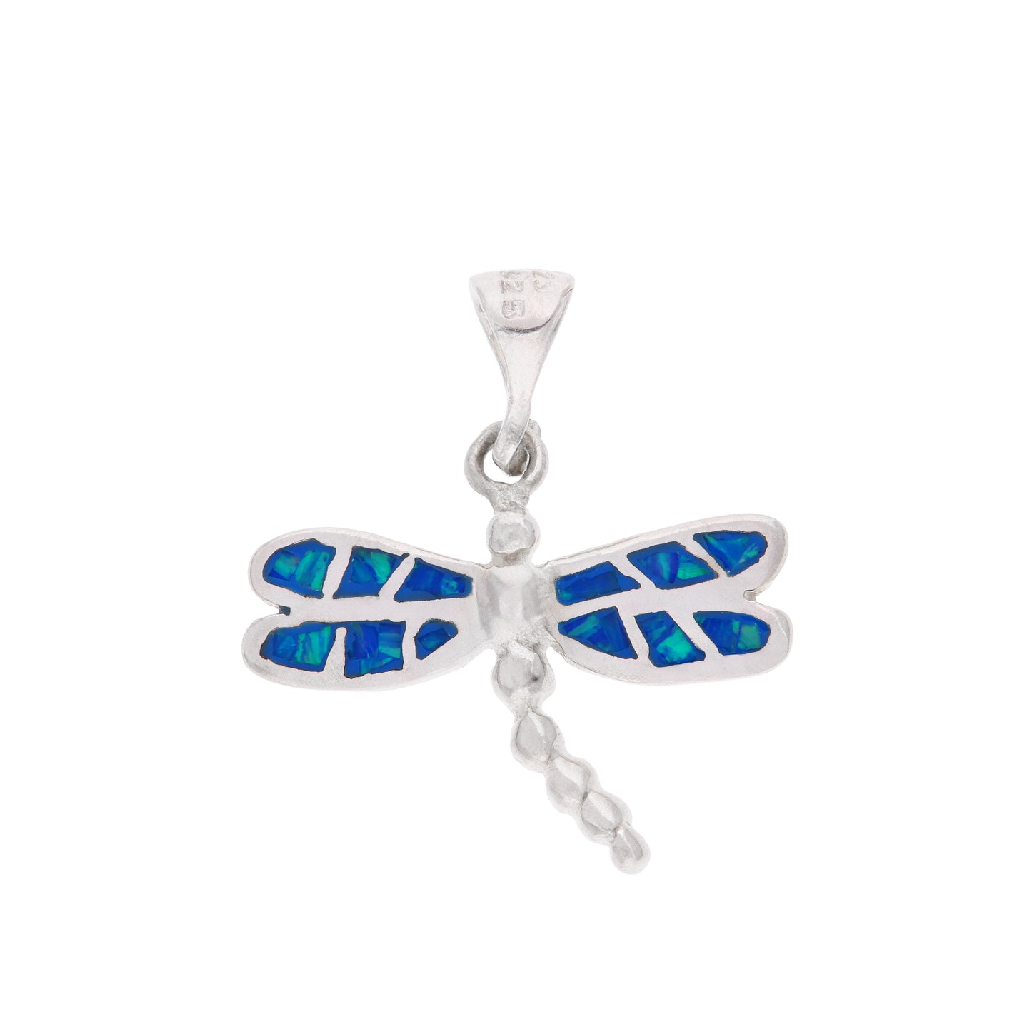 Dije Libélula con Ópalo Azul — Plata Esterlina .925