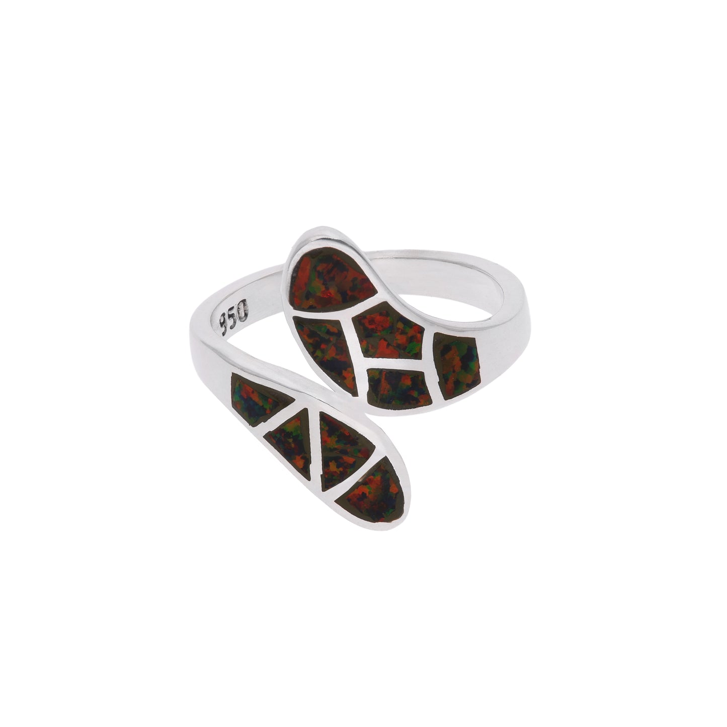 Anillo Bypass Doble Cabeza con Ópalo Verde — Plata Esterlina .925