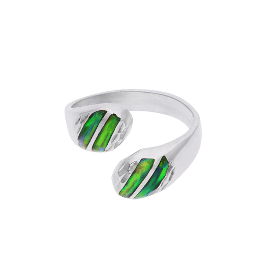 Anillo Bypass con Ópalo de Fuego Natural · Doble Piedra · Plata .925 · Taxco