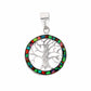 Dije Árbol de la Vida con ópalo multicolor en plata esterlina .925 — vista frontal sobre fondo blanco