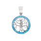 Dije Árbol de la Vida con ópalo azul-turquesa en plata esterlina .925 — vista frontal sobre fondo blanco