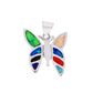 Dije Mariposa con ópalo multicolor en plata esterlina .925 — vista frontal sobre fondo blanco