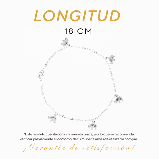 Pulsera de Plata .925 - Dijes de Elefante (1mm - 18cm)