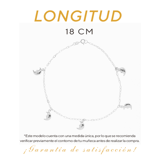 Pulsera de Plata .925 - Dijes de Luna (1mm - 18cm)