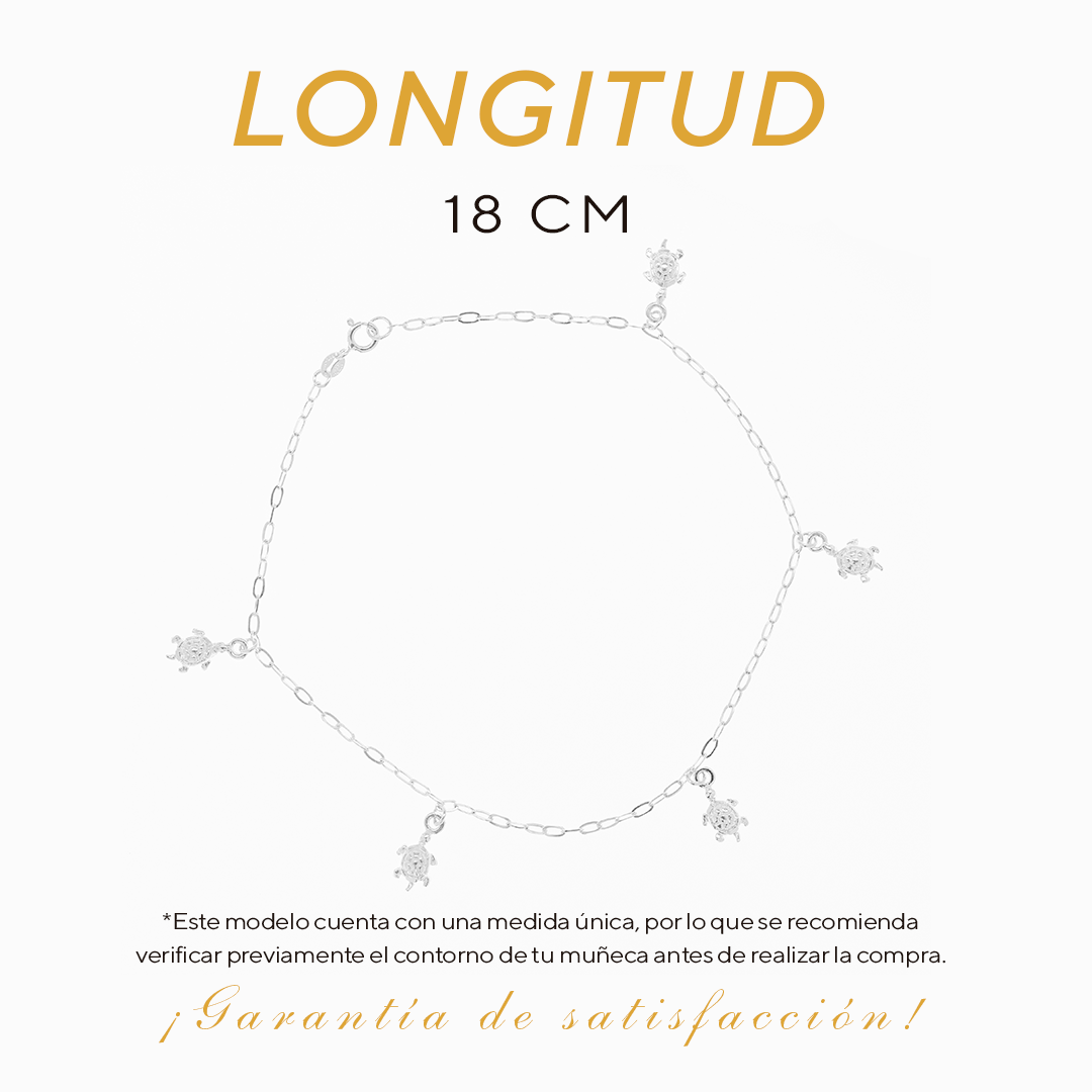 Pulsera de Plata .925 - Dijes de Tortuga (1mm - 18cm)