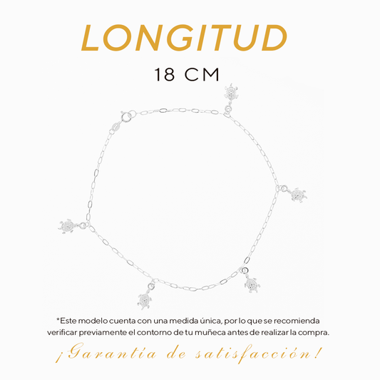 Pulsera de Plata .925 - Dijes de Tortuga (1mm - 18cm)