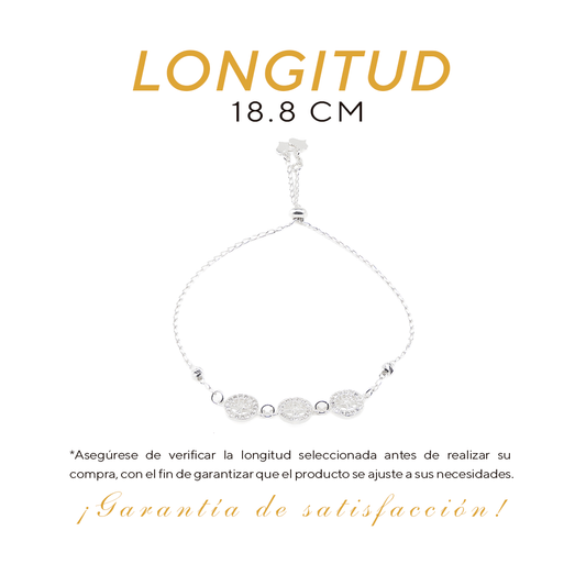 Pulsera Plata Ley.925 diseño de Bolitas Texturizadas y Triple Árbol de la Vida - Joyería Vida Mística