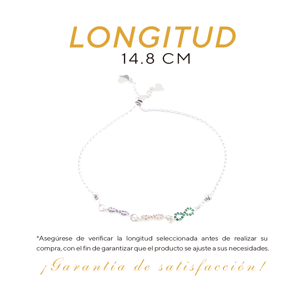Pulso de Plata ley .925 - en forma  de Infinito, ajustable (1mm )