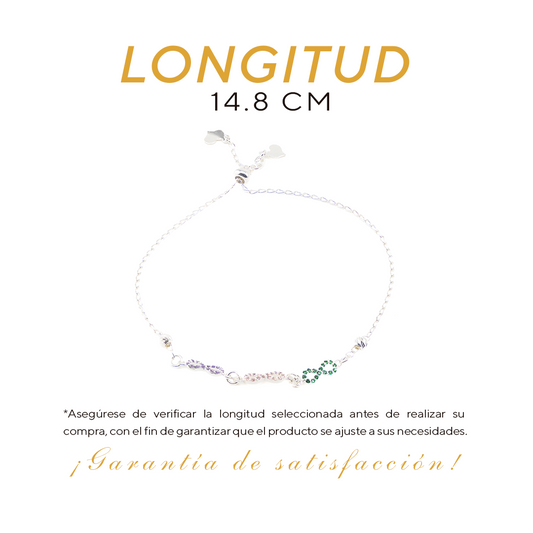 Pulso de Plata ley .925 - en forma  de Infinito, ajustable (1mm )