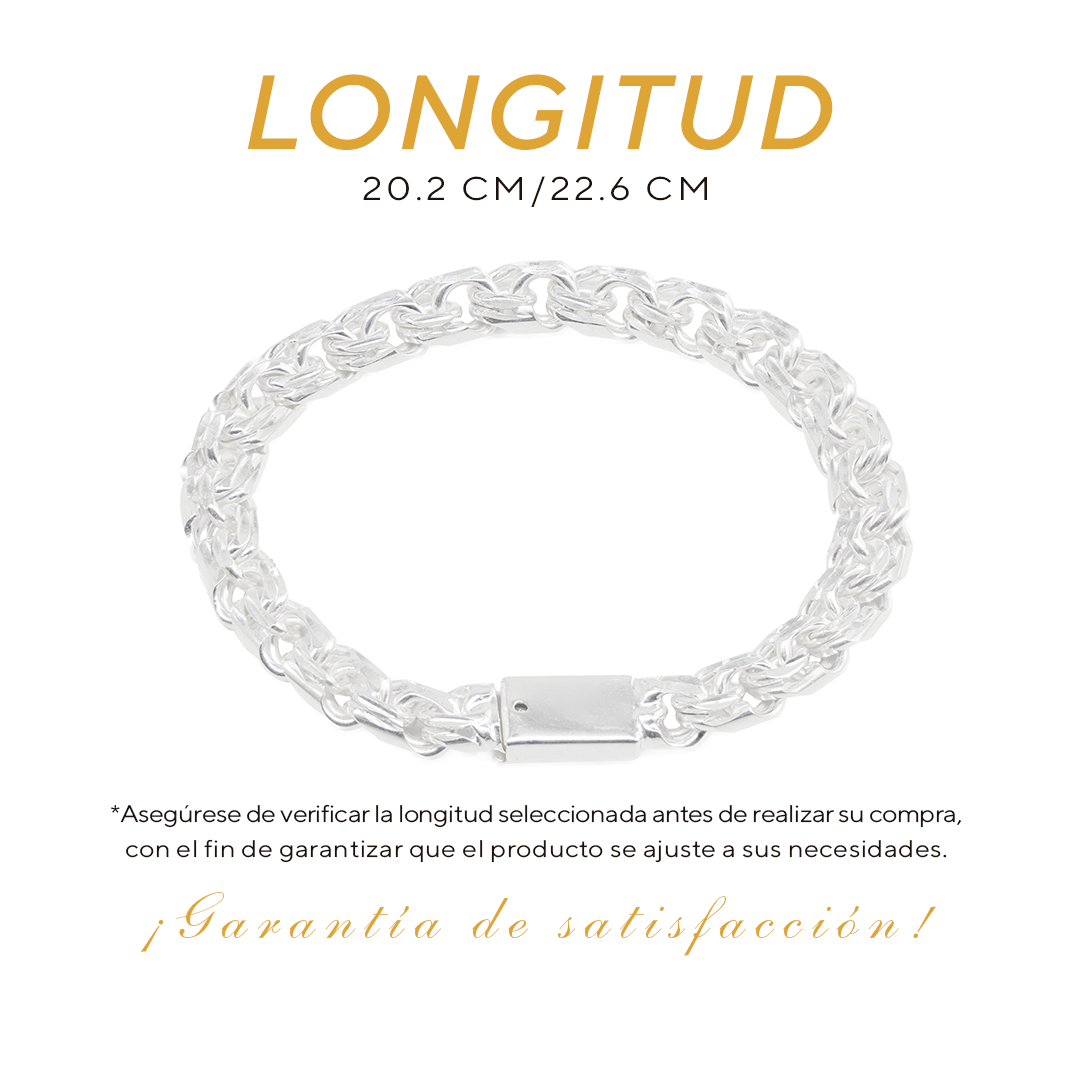 Pulso de Plata Ley .925 - Estilo Tejido Chino (8mm)