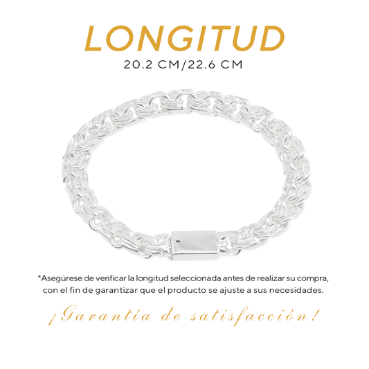 Pulso de Plata Ley .925 - Estilo Tejido Chino (8mm)