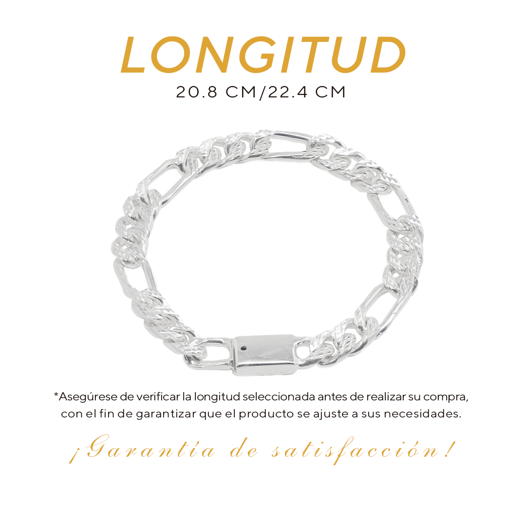 Pulso de Plata Ley .925 - Estilo Fígaro (8mm)