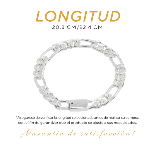 Pulso de Plata Ley .925 - Estilo Fígaro (8mm)