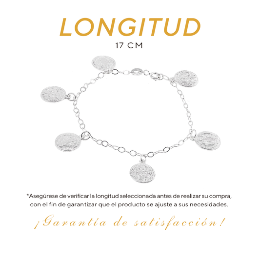 Pulso de Plata .925 - Medallas de San Benito (3mm - 17cm)