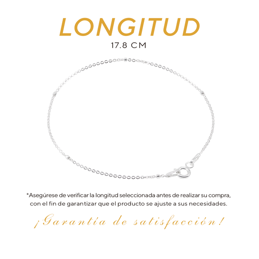 Pulso de Plata .925 - Cuenta Turquesa (1mm - 17.8cm)