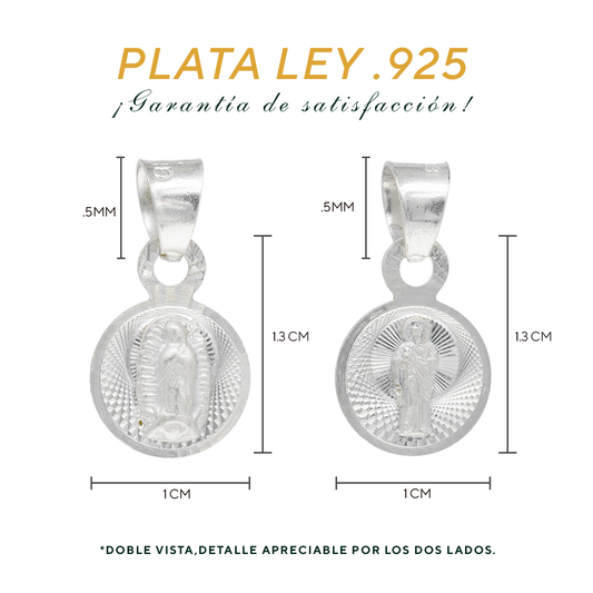 Dije  de  Plata .925  doble vista con diseño de la  Virgen de Guadalupe  y San Judas  Tadeo MOD. R10LPSJ3D- Mayoreo y Menudeo