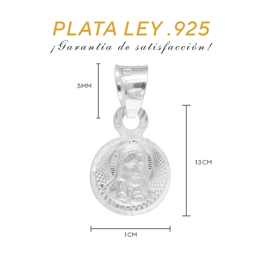 Dije Plata .925 con diseño de Sagrado Corazón de Jesús MOD.R10SC3D  - Mayoreo y Menudeo