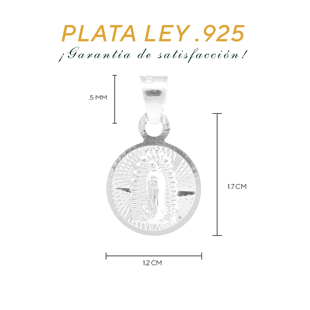 Dije de Plata ley .925 Virgen de Guadalupe Mod. R13LPCH - Mayoreo y Menudeo