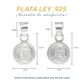 Set de Dije y Cadena de Plata Ley .925-  doble vista Virgen de Guadalupe y Sagrado Corazón  con Cadena Fígaro