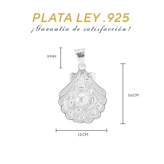 Set de Dije y Cadena de Plata - Concha con Cadena Fígaro .925