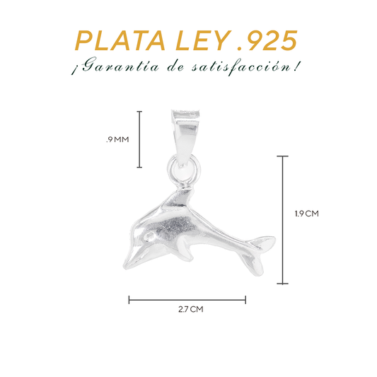 Dije  de Plata ley  .925 en  forma de  Delfín - Joyería Marina